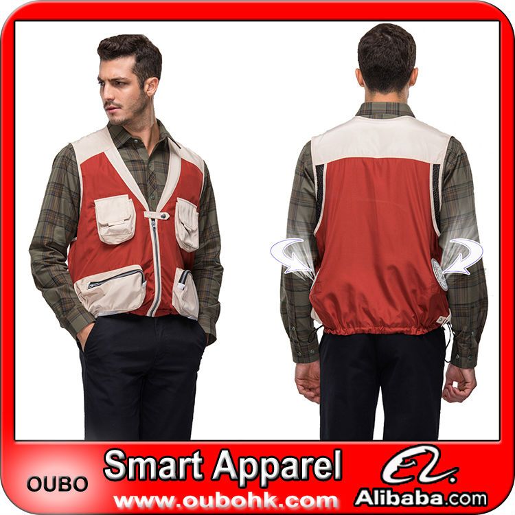 Workwear/fishing vest with automatic cooling system