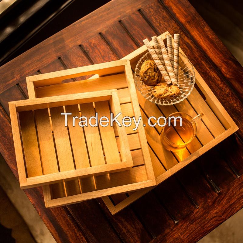 ExclusiveLane Handcrafted Wood Serving Tray - Set of 3