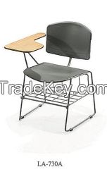 plastic  chair  with  writing  tablet  and  basket