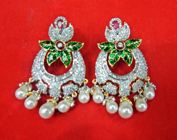 Exquisite American Diamond with semi-precious stone earring