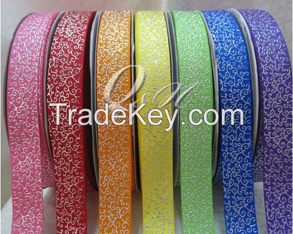 many color choice swirls silver embossed grsograin ribbon
