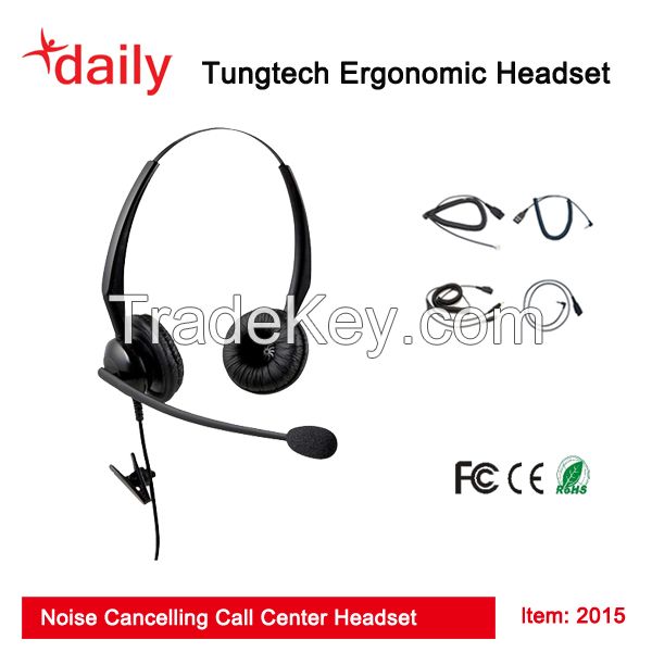 Noise Cancelling Call Center Headset with QD function