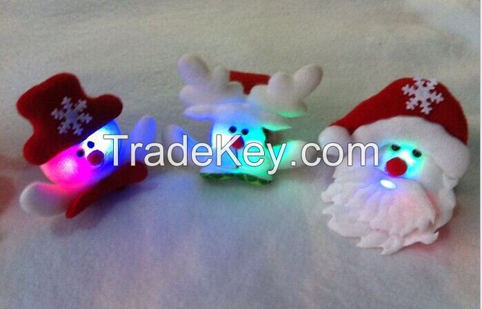 Plush Christmas Slap Bracelet Bangle Santa Claus Snowman Deer Elk Bear Xmas Pat Circle Hand Ring Pops Watch Ribbon