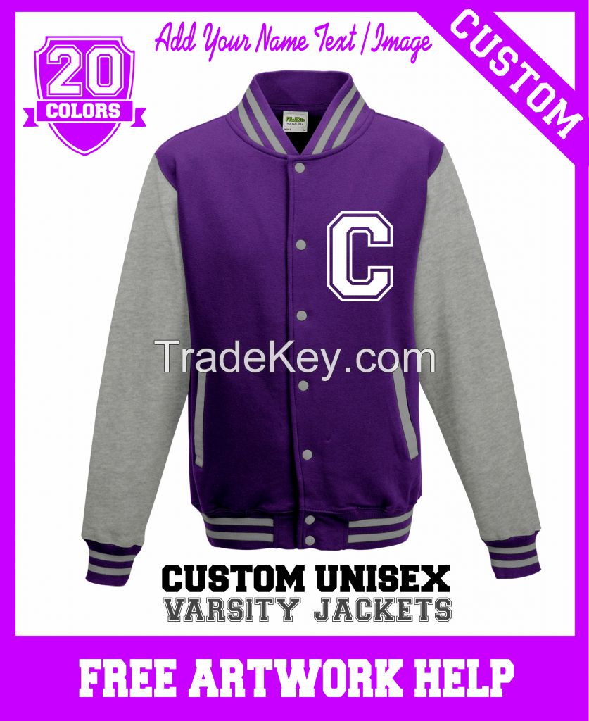 personalised girls varsity jacket letterman team logo print wholesale