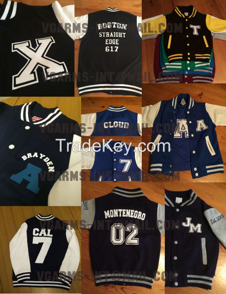 Boys American Football team varsity jackets Letterman logo print