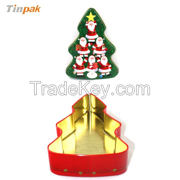 tree shape Christmas gift tin box
