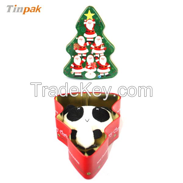 tree shape Christmas gift tin box