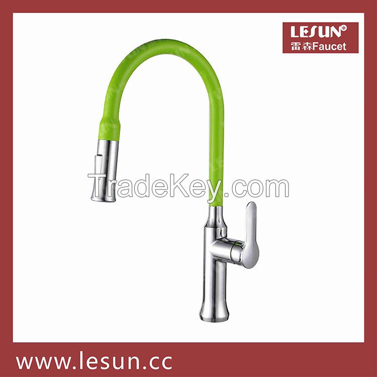 Luxury yellow brass pull out kitchen mixer