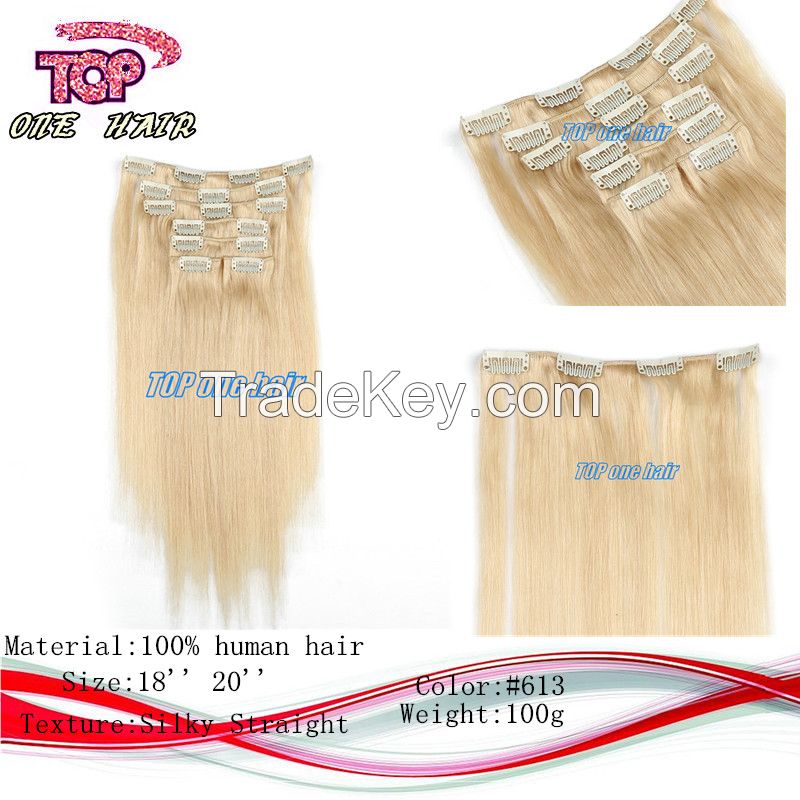 Clip-In hair extensions 9 pieces virgin human hair extensions clip in hair extensions
