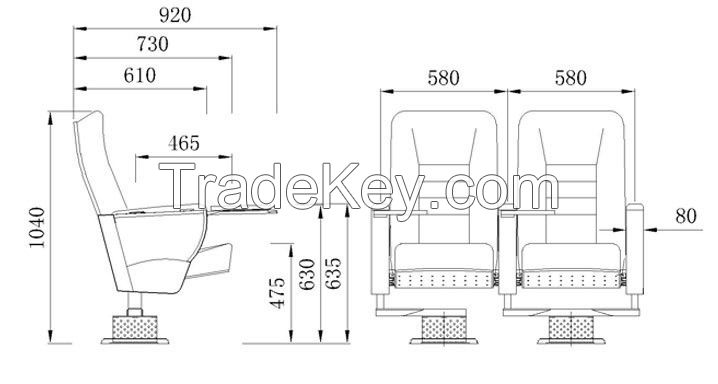 Independent Stand Feet & Beech Handrail Auditorium Chair