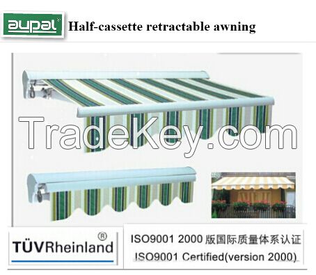 Half cassette retractable awning