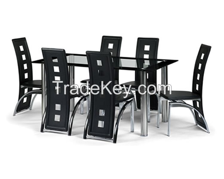 6+1 Modern tempered glass dining table and chair