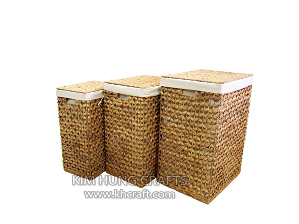 Water hyacinth laundry hamper