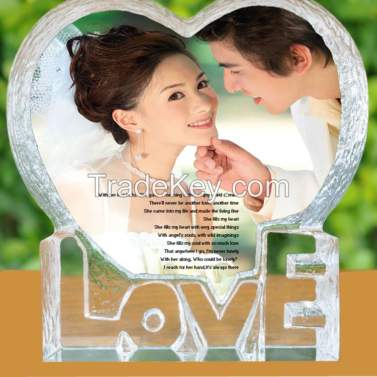 heart shaped crystal photo frame for wedding gifts