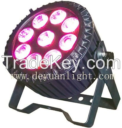 9PCS*12W RGBWA+UV 6 in 1 Outdoor Led Flat Par Light 