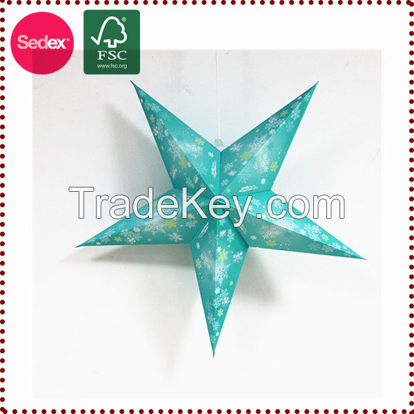 hot sale red hanging paper star for christmas decoration