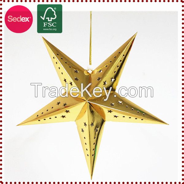 hot sale red hanging paper star for christmas decoration