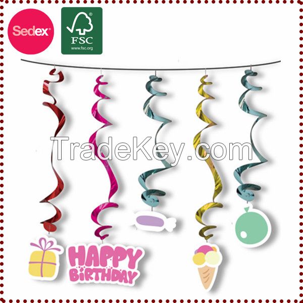 new promotion items hanging swirl for birthday party decoration