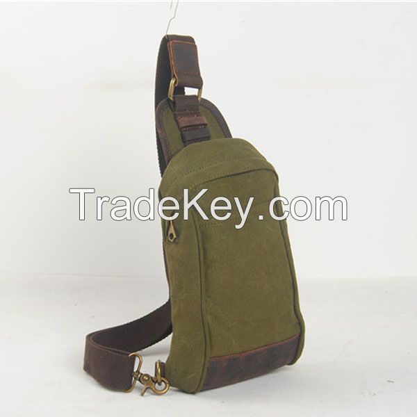 Good Quality Canvas And Genuine Leather Unisex Chest Bag