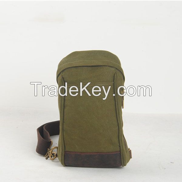 Good Quality Canvas And Genuine Leather Unisex Chest Bag