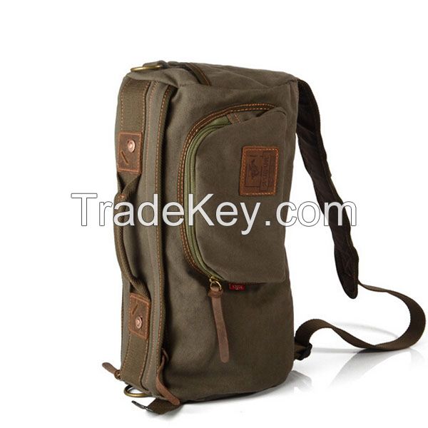 trendy canvas and genuine leather single shoulder messenger bags 