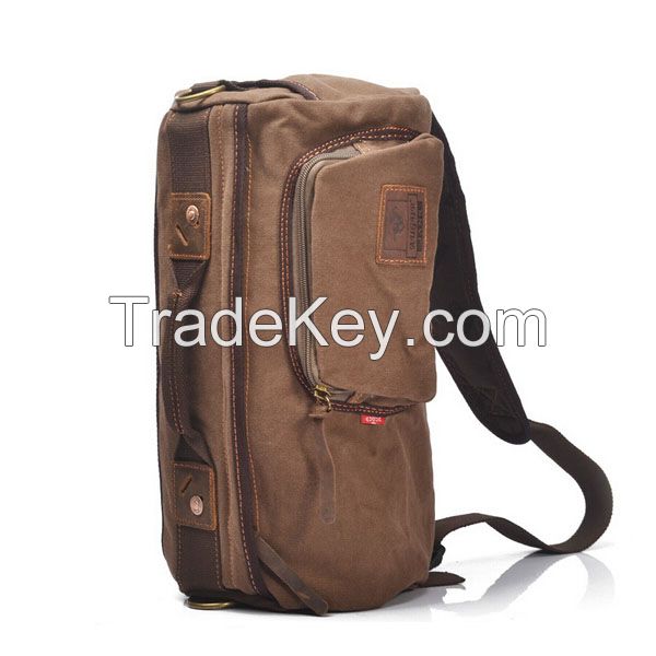 trendy canvas and genuine leather single shoulder messenger bags 