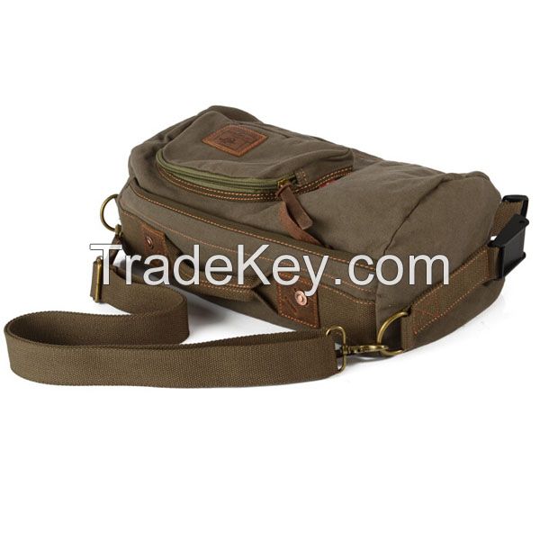 trendy canvas and genuine leather single shoulder messenger bags 