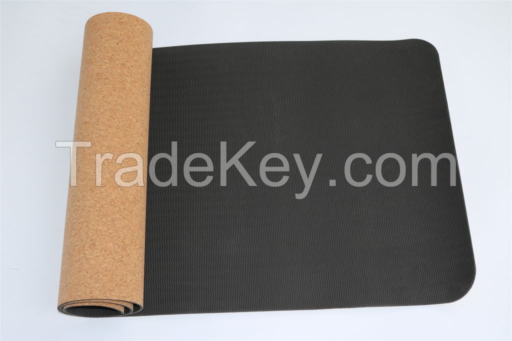 Eco-friendly TPE cork yoga mat