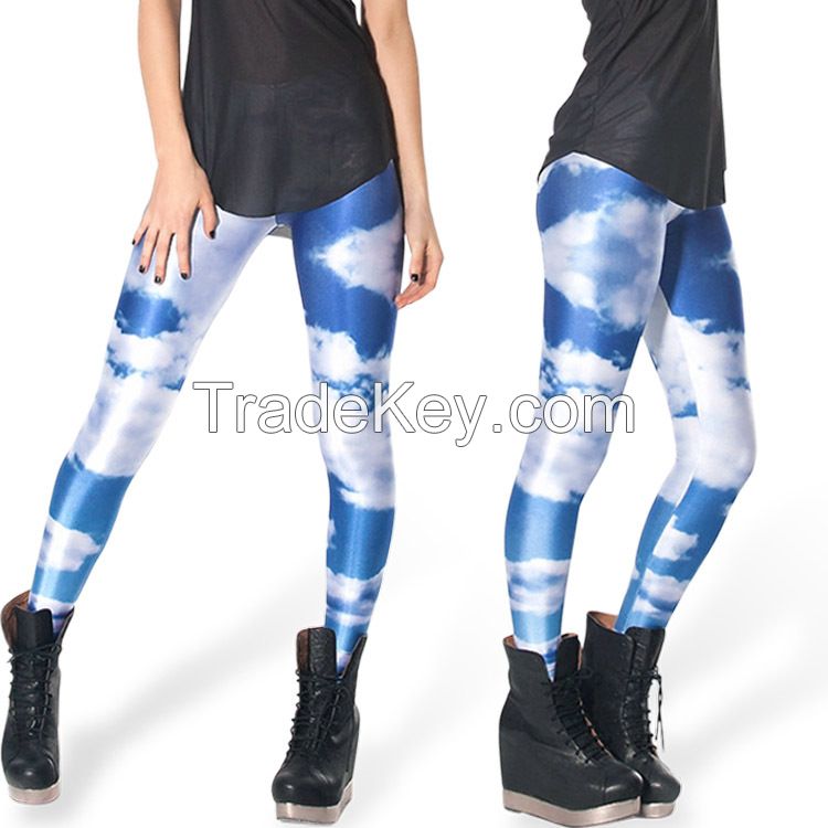 2014 new digital printing nine points leggings female galaxy leggings