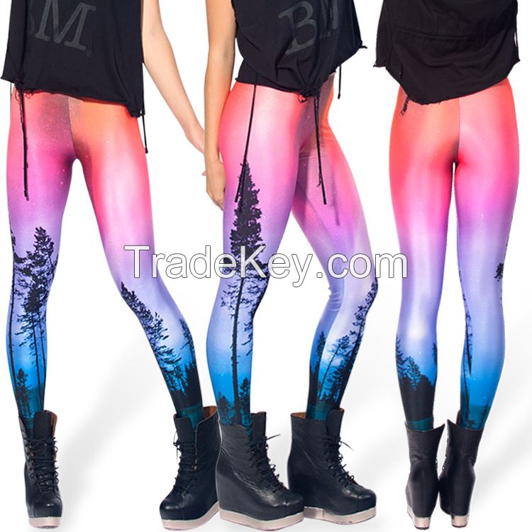2014 new digital printing nine points leggings female galaxy leggings