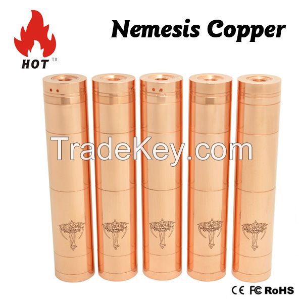 Hotcig full mechanical mod clone nemesis mod black/copper/brass/ss/blue/white nemesis wholesale 26650mod