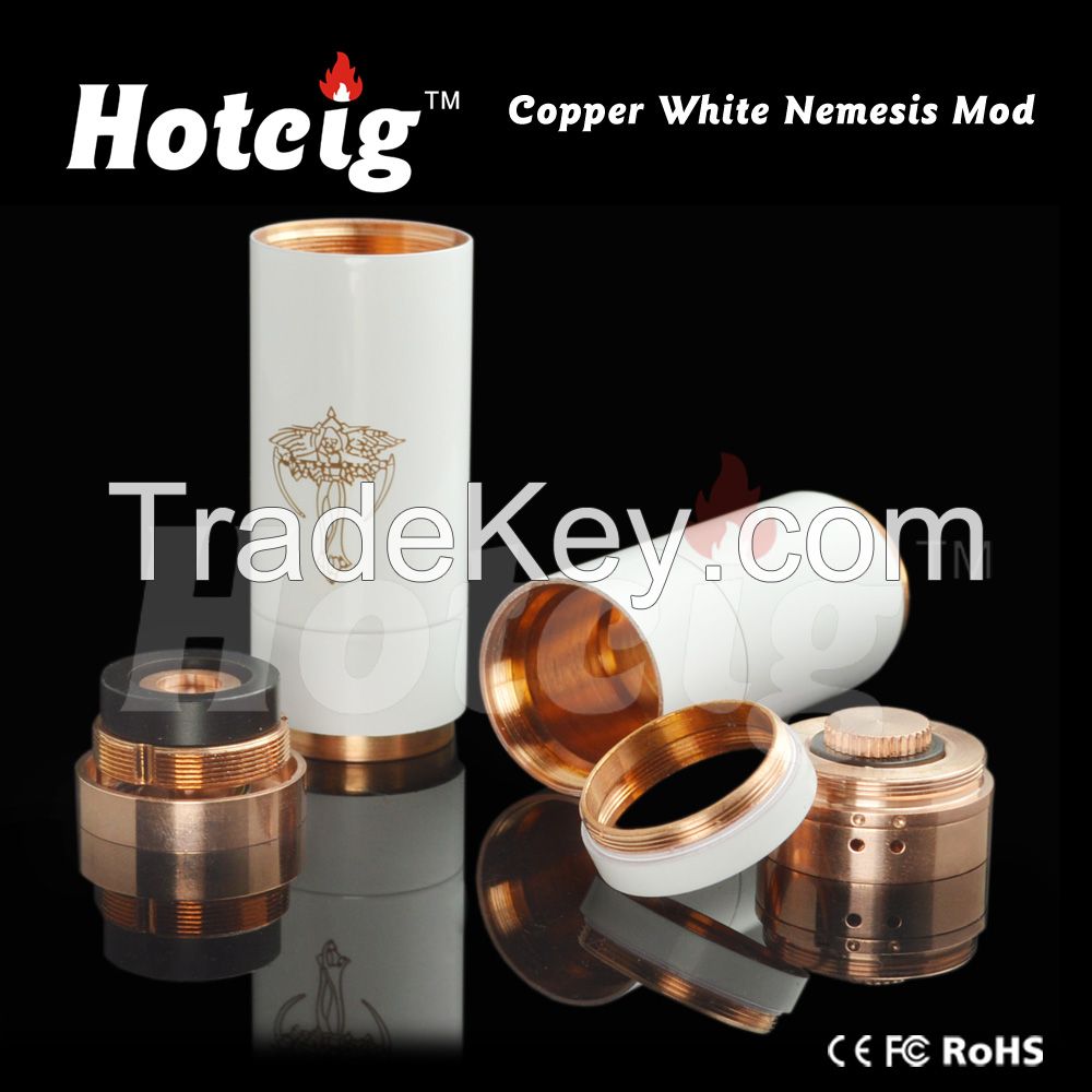 Hotcig full mechanical mod clone nemesis mod black/copper/brass/ss/blue/white nemesis wholesale 26650mod