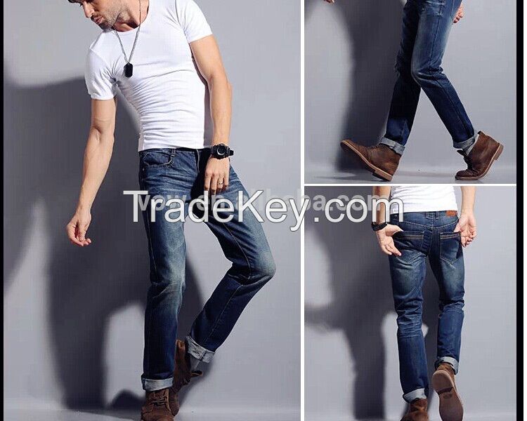 2014 men latest design denim jeans pants casual elastic blue wholesale price cheap jeans custom high quality wash fancy boys