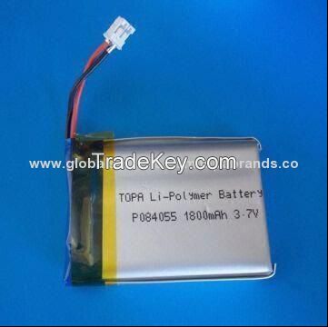 Li-polymer rechargeable battery for vehicle's tracker with 1, 800mAh a