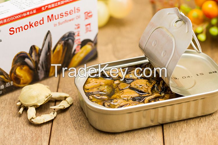 oil immersed and smoked mussel