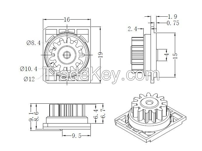 rotary damper with small gears for auto parts