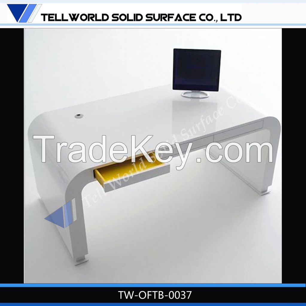 2014 acrylic solid surface drawers design office desk