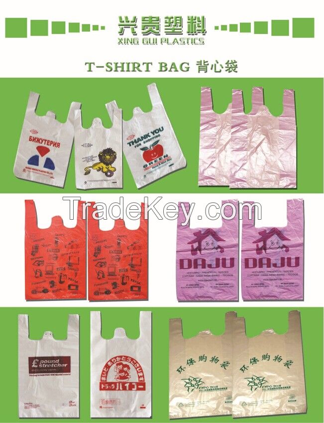 HDPE t-shirt plastic bags, plastic shopping bags