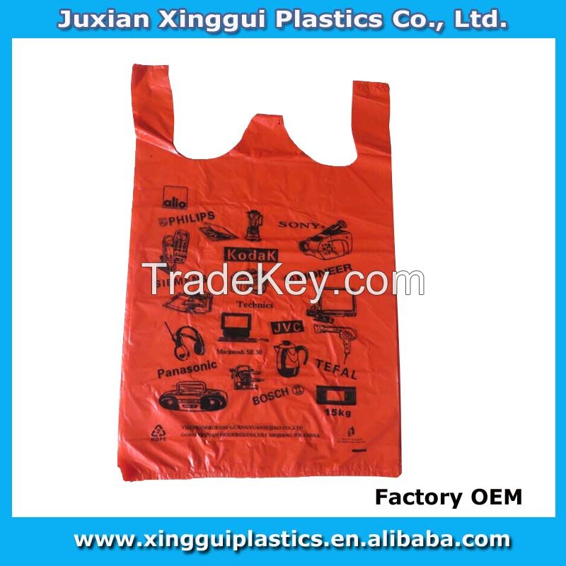 HDPE t-shirt plastic bags, plastic shopping bags