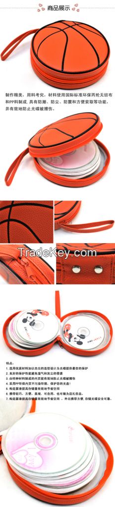 basketball shape round shape plastic CD bag can custom logo