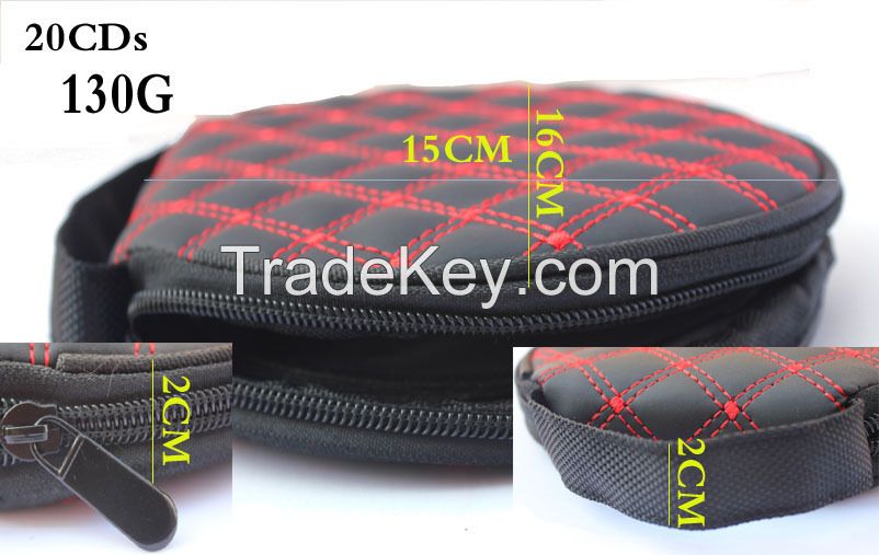 round shape leather CD case can custom logo