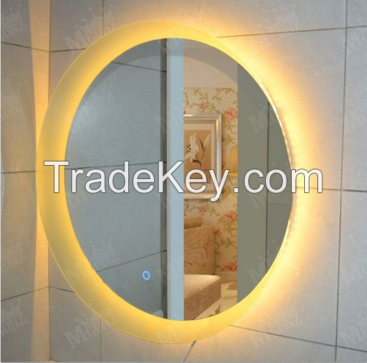 Mgonz with touch switch led anti-fog bathroom mirror circle wallmirror