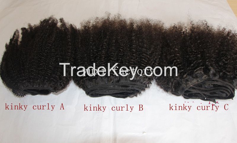 kinky curly hair weft on stock