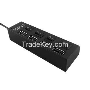 4-Port USB 2.0 Hub with Individual Power switches and LEDs.