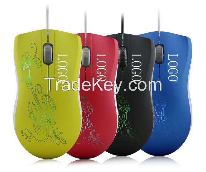 colourful dazzle light 2.4G wired USB optical mouse