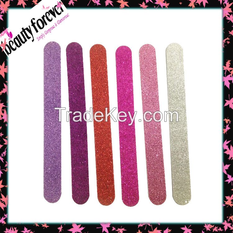 Assorted color and grit glitter nail file