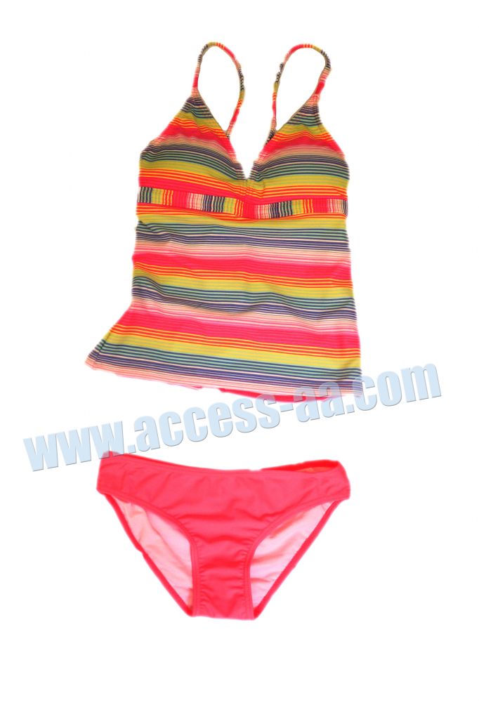 Two-piece Bikini with Tank-top Tankini Rainbow Striped Design