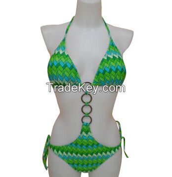 Sexy Trikini String Bikini In Hot Cut-outs At Waist With Rings Connected