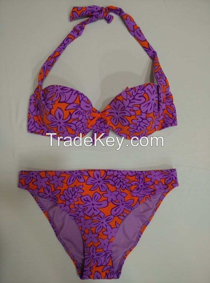 Sexy string bikini in flower pattern tropical hot style push up cup 