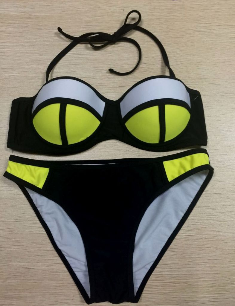 2015 brand new sexy triangle bikini brazilian hot lady swimwear push up bandeau swimsuit multi color